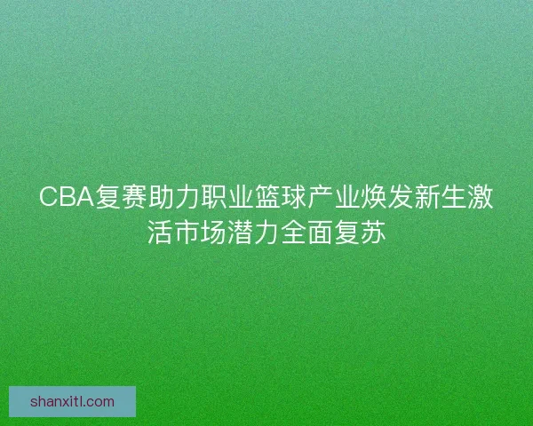 CBA复赛助力职业篮球产业焕发新生激活市场潜力全面复苏