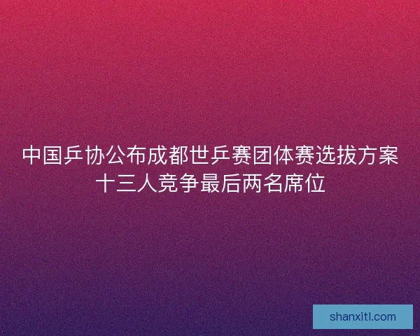 中国乒协公布成都世乒赛团体赛选拔方案十三人竞争最后两名席位