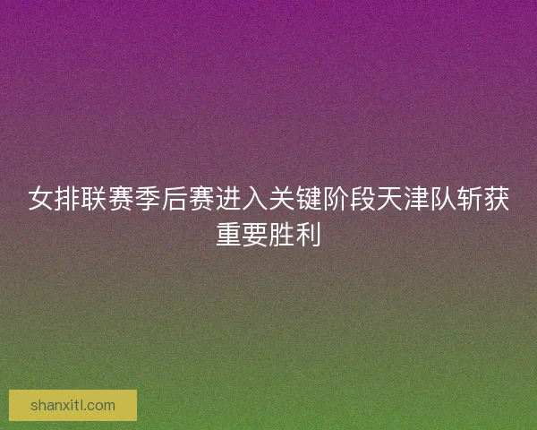 女排联赛季后赛进入关键阶段天津队斩获重要胜利